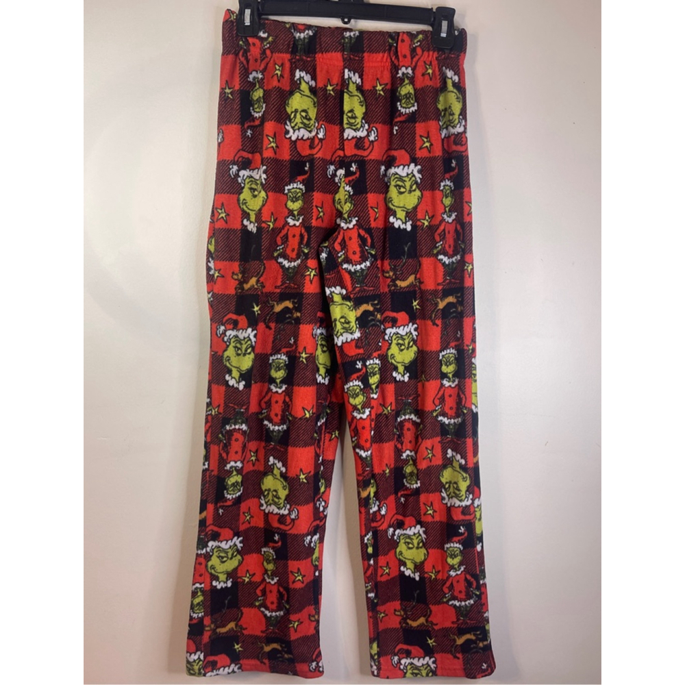Women's Dr. Seuss Grinch Pajama Pants S Red Black Plaid #236 🏷️